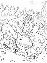 coloriage Stuart little glisse sur l eau